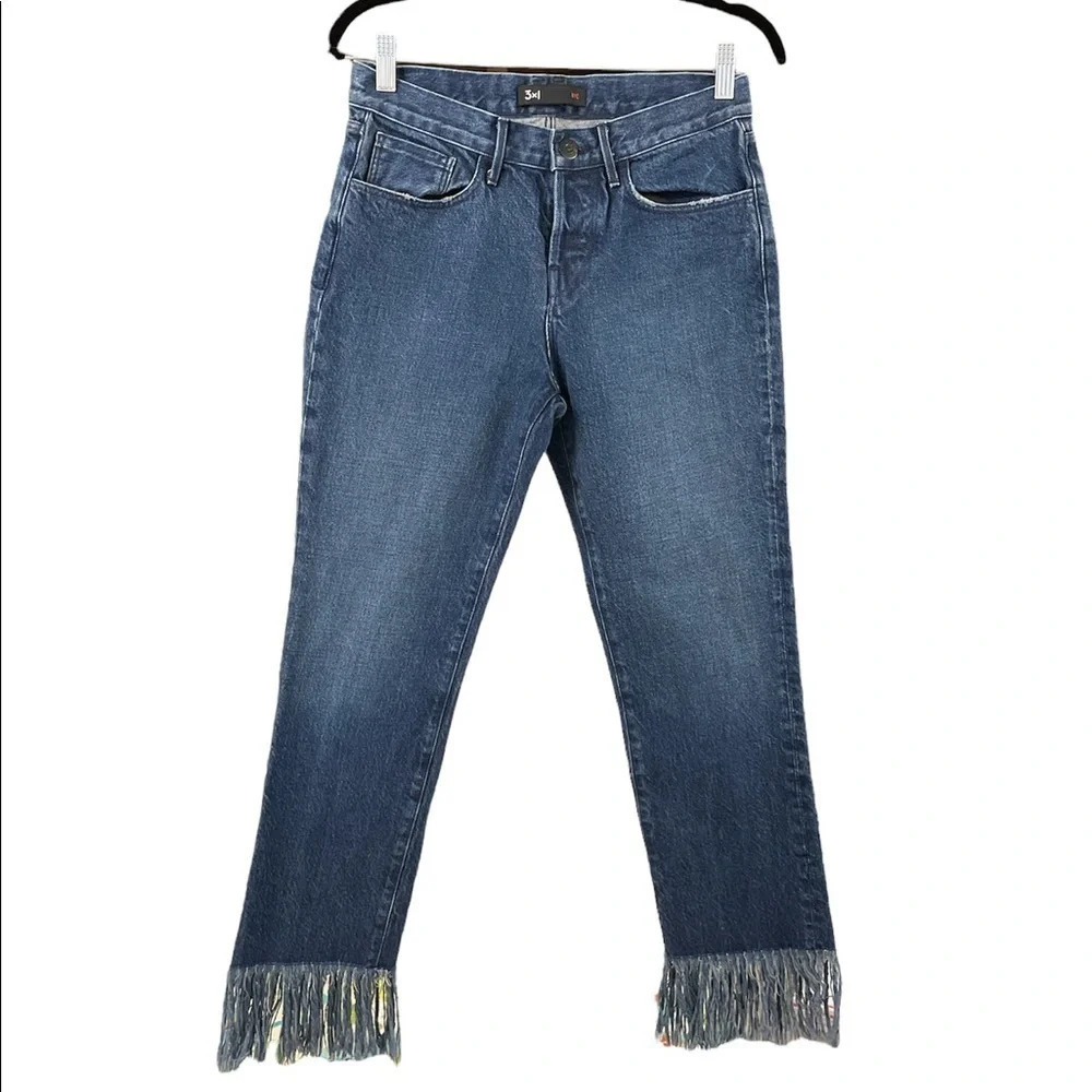 3x1 Jeans Fringe Straight Crop Jean - Picture 5 of 12